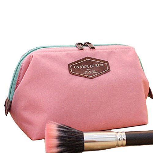 YABINA Travel Kit Organizer Bathroom Storage Cosmetic Bag Toiletry Bag- Bucket Opening (Pink)