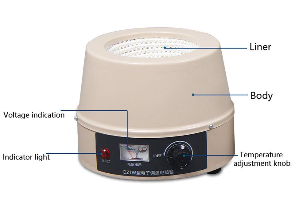 Fayelong Elektrisch Heizmantel Temperatur Einstellbar Max. 380 Grad Celsius 100-2500W 220V Für Rundkolben 500ml