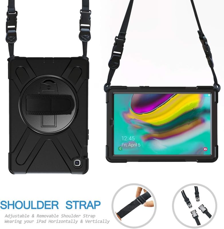 Image of MoreFit Hybrid Back Cover Case with Kickstand Wheel Pattern for Samsung Galaxy Tab S5e 10.5 Inch 2019 T720 / T725 - Black