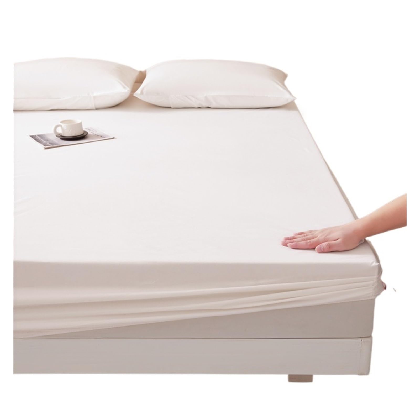 BGHYJKOL Mattress Protector Double Bed Elastic Fitted Sheet Waterproof Couple Double Bed Sheets Linen Mattress Protector(WHITE,Full)