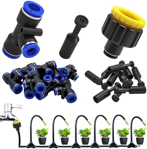 8 Mm Rohrverschraubungen Set – 2x Wasserhahn-Adapter + 2x Stopfen, Schwarz UV-beständig, Für Sprinkler- & Bewässerungssysteme