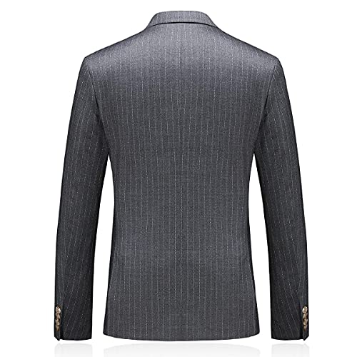 Mens Suits 3 Piece Slim Fit Suit Double Breasted Pinstripe Suit Jackets Blazer Formal Wedding Suit Tuxedo Grey #TOP2