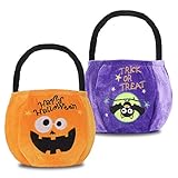 YIVEKO 2 Pieces Halloween Trick or Treat Bags for Kids Candy Gags Large Reusable Pumpkin Bags Tote Canvas Bag for Trick or Treating Party Favor Bags for Halloween