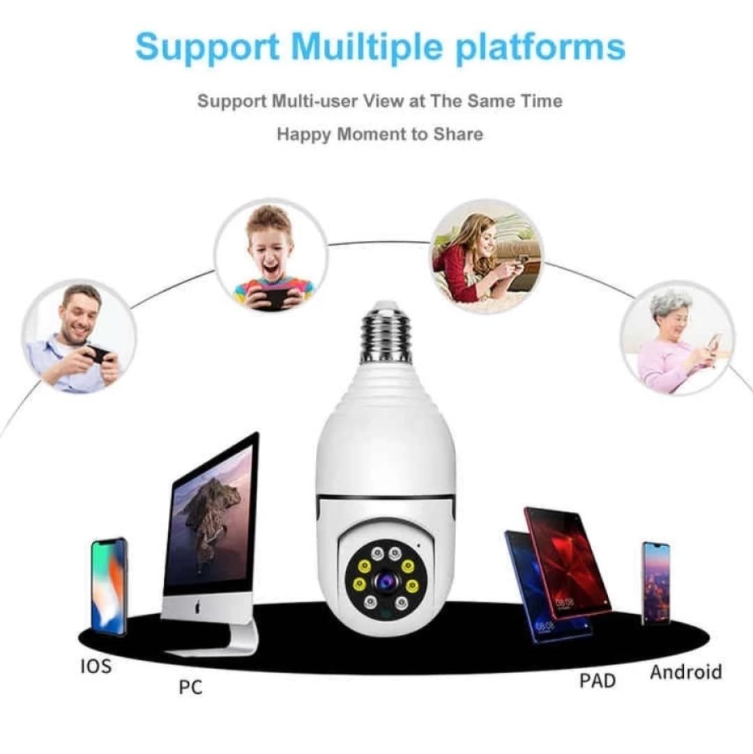 FAVONE WiFi Outdoor Wireless 2MP CCTV Bulb Camera Full HD 1080P IP Camera, Home Surveillance CCTV Cameras with Motion Detection Alarm/Night Vision/Remote Viewing_Two Way Audio PTZ Dome 3