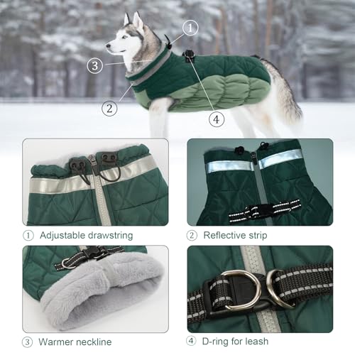 Image of Lelepet Dog Coat for Extra Large Dogs Waterproof Dog Jacket with Harness
