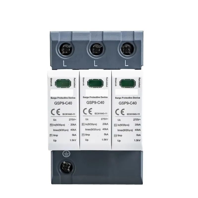 GSP9 Power Surge Protective Device SPD Arrester 1/2/3/4 Pole Surge Voltage Protection 275V 385V 400V 440V 40KA(AC400V,3P with N)