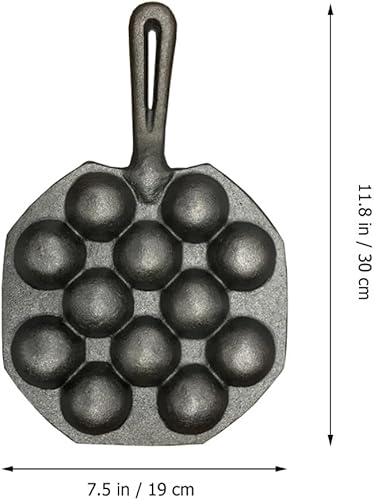 Miniatura 5 de DOITOOL Sartén Takoyaki de hierro fundido, sartén Takoyaki de 12 agujeros, antiadherente, molde Takoyaki, bandeja para hornear, pulpo, albóndigas