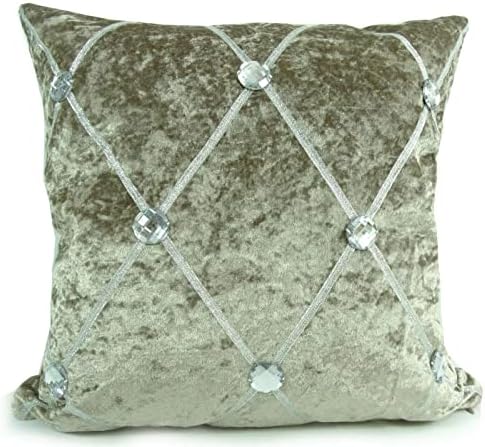 cushion mania LARGE CRUSH VELVET DIAMANTE CHESTERFIELD CUSHIONS OR COVERS 3 SIZES 5 COLORS (21"x21" COVER ONLY, Black)