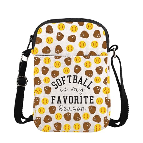 TOBGBE Softball is my favorite season Player Sports Team Gift Softball Mom Crossbody Bag Coach Appreciation Gift
