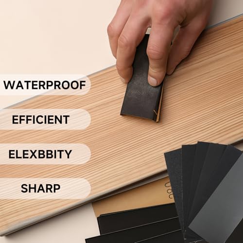45 Stück Schleifpapier Set 80-3000 Körnung, Nassschleifpapier & Sandpapier für Auto Metall Holz Lack Wände Glas, Schmirgelpapier Set Fein zum Nass- & Trockenschleifen