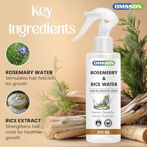 Image of Rosemary And Rice Water Hair Spray for Hair Growth and Hair Fall Control | Natural Hair Tonic for Strong, Shiny & Healthy Hair | Suitable for Men & Women (Pack of 3 x 210 ml)