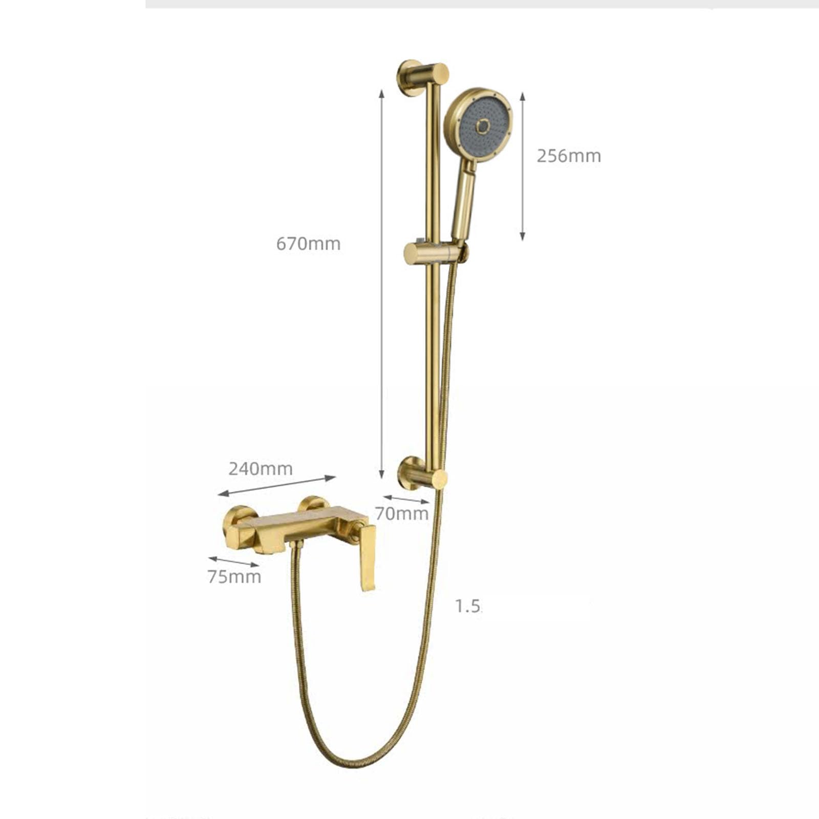 Kit Doccia a Muro con Soffione Rotondo Doccetta Rubinetto Vasca da Bagno