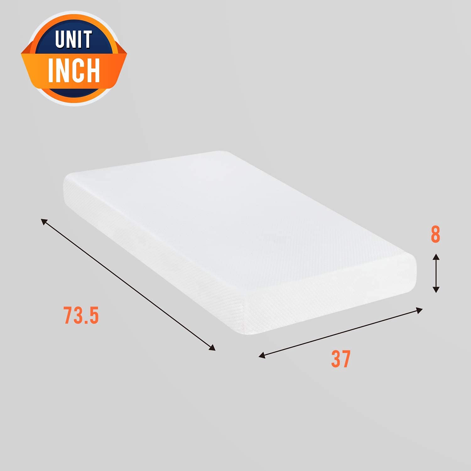 FDW Mattress, Hybrid Memory Foam/Gel Memorys Foam Mattress, Medium Firm for Cool Sleep Pressure Relief, CertiPUR-US Certified/Bed-in-a-Box/Pressure Relieving (Twin, 8 inch, Gel Memory Foam) - 3