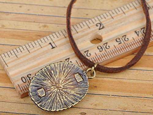 Alilang Antique Golden Tone Vintage Faux Suede Enamel Rose Oval Pendant Necklace3