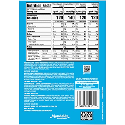 Nabisco Fun Shapes Variety Pack Barnum's Animal Crackers, Teddy Grahams And Chips Ahoy! Mini, 20 Snack Packs (Pack Of 3) #TOP6