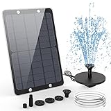 AISITIN 9W Solar Springbrunnen DIY Solar Teichpumpe 2022 Upgrade mit 1m Wasserleitung Solarbrunnen mit 4 Fontänenstile Solar schwimmender Fontäne Pumpe für Gartenteich, Vogelbad, Solar Wasserspiel