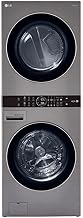 LG WashTower Stacked Smart Laundry Center 4.5 Cu.Ft. Front Load Washer & 7.4 Cu.Ft. Electric Dryer in Graphite Steel WKE100HVA