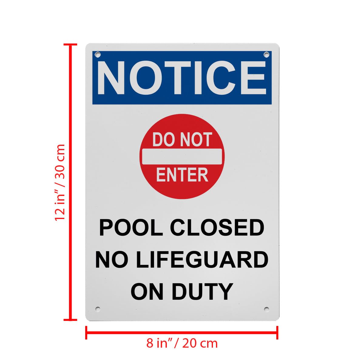 OSHA Pool Closed No Lifeguard Sign, 8.5 x 11 in