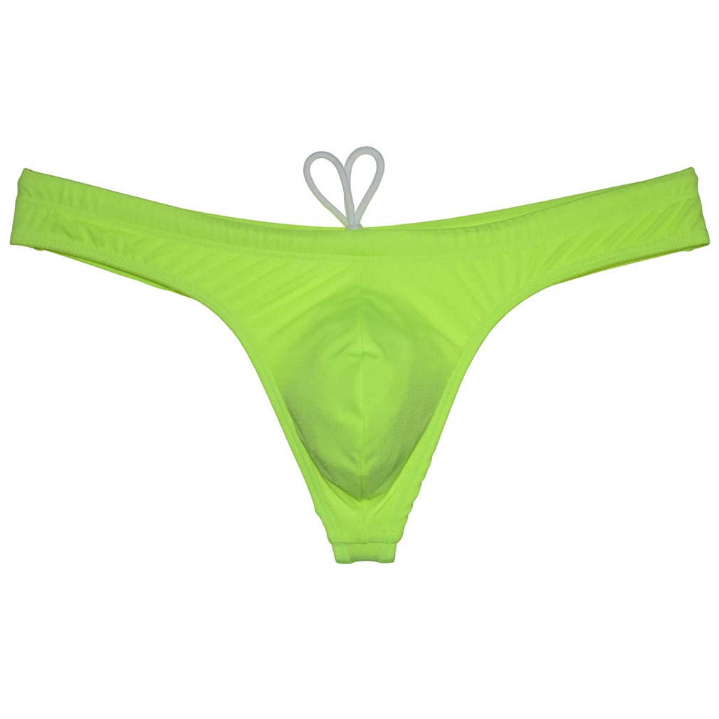 Mens Sexy Bikini Swimsuit Thong Drawstring Swimwear Solid Color Shiny Swimming Trunks-image-31
