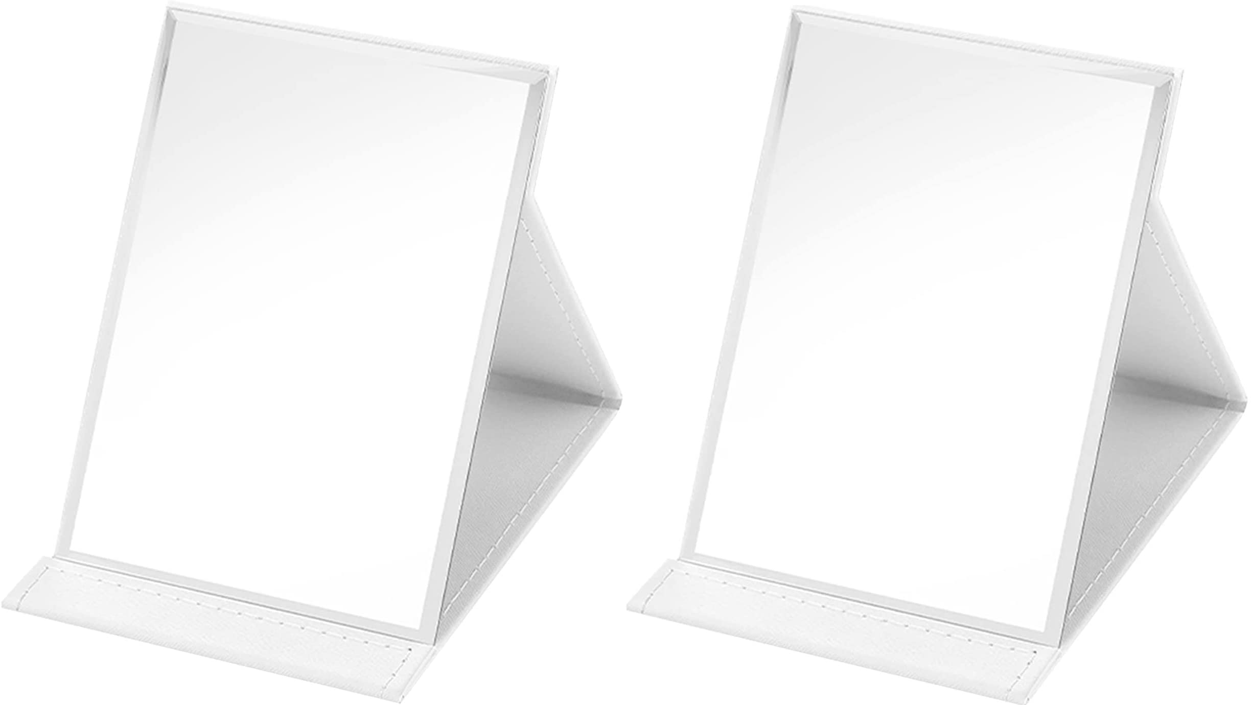 Travel Mirror Portable Folding Mirror Pocket Compact Mirror for Shaving Camping and Make Up Small Tabletop Glass(White,Pack of 2)-image-16