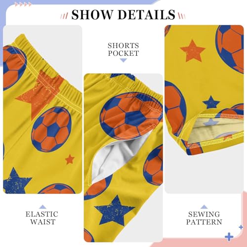 Boys' Pants Soccer Stars Yellow Orange Blue Long Bottoms Jogger Pants Elastic Waist Trousers with Pockets S-XL4
