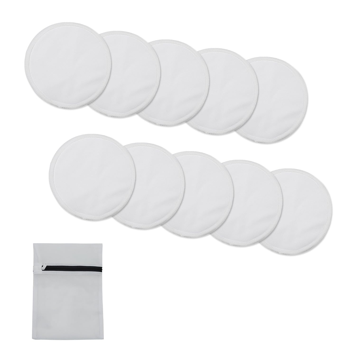 10 Pcs Organic Bamboo Nursing Pads, Reusable Breast Pads for Breastfeeding, Washable Nursing Pads Soft Absorbent Breast Pads Maternity with 1 Mesh Bag