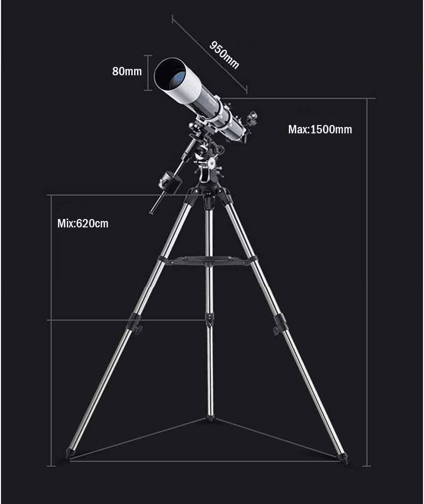 YXCKG Astronomical Telescope Professional, Telescope for Kids Beginners, 225X High Magnification, 80mm Caliber Reflection Telescope, Portable Night Vision Scope for Stargazing Birds Watching