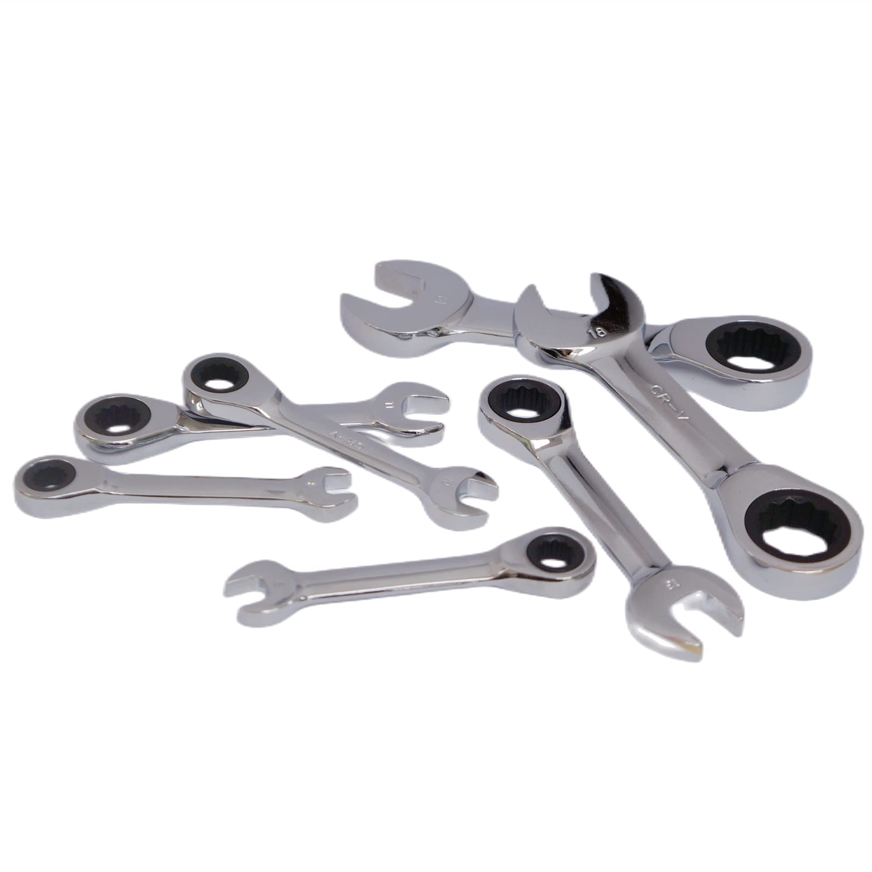 Aoktorkit Kurzer Ratschenschlüssel-Set (15mm) – Mini Ratschenringschlüssel Aus Chrom-Vanadium-Stahl Für Enge Räume