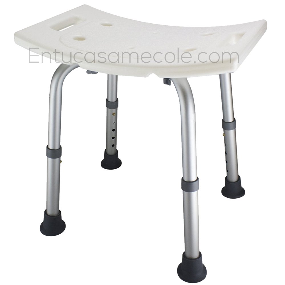 Banqueta de aluminio cuadrada para baño y ducha regulable en altura. Asiento fabricado en ABS lacado blanco máxima densidad. Para personas de movilidad reducida. Repuestos garantizados