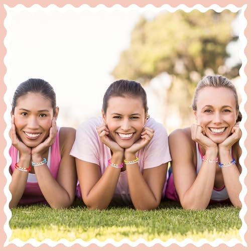 Image of Landical 72 Pcs Friendship Beaded Bracelets Bulk for Women Adjustable Colorful Beaded Bracelets Colorful Letter Friends Surfer Friendship Bracelet Party Favor Gifts(Elastic Bead Style)