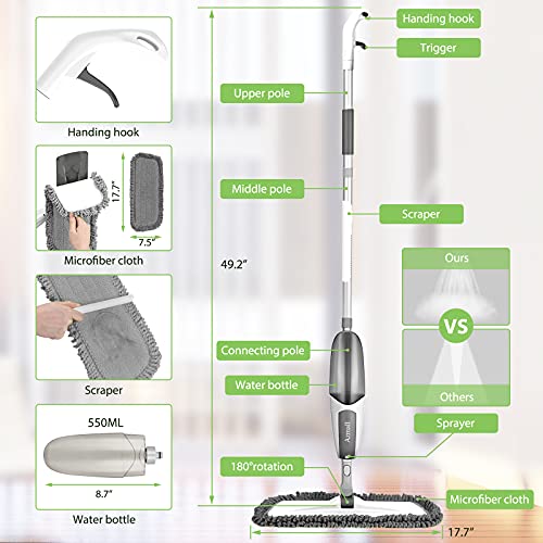 image for Azmall Spray Mops for Floor Cleaning Spray Mop Microfiber Floor Mop We