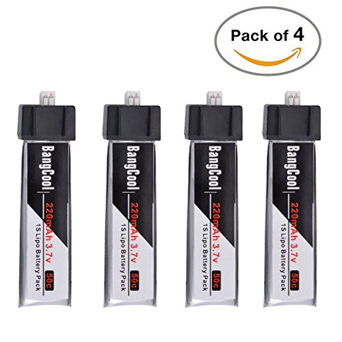 bangcool Upgrade 4pcs 220mAh 1S 3.7V 50C Lipo Battery for Tiny Whoop Blade Inductrix Nano QX mCX2