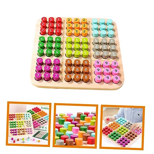 UPKOCH Holz Sudoku Brettspiel Lernspiel Denkspiel Holz Steckspiel Denkspiel für Vorschule Hand Augen Koordination und Gedächtnistraining Tragbar und Langlebig
