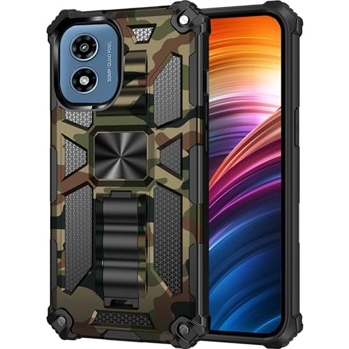 Coque camouflage Moto G Play 2024 pour éviter la casse de l'écran avec béquille