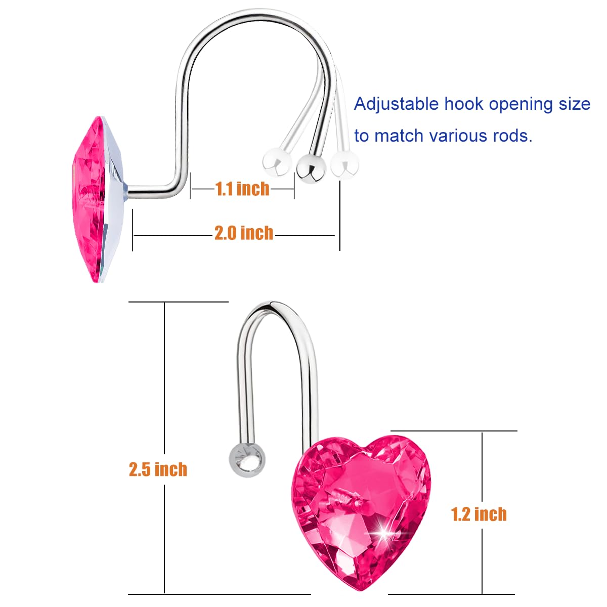 12PCS Pink Bow Shower Curtain Hooks - Decorative Resin Rings, Cute Bathroom Accessories, Easy To Install - View #8