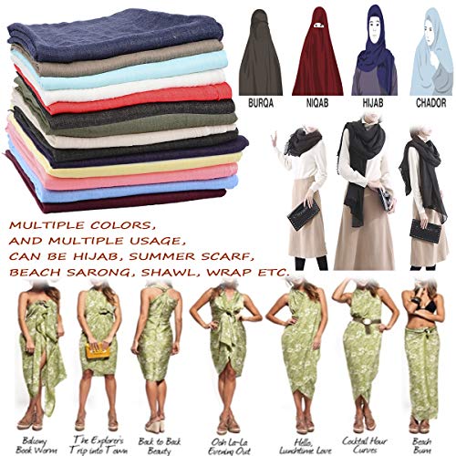 Iristide Womens Long Scarf In Solid Color, Light Weight Large Shawls Wrap For Beach Outdoor Camping Traveling Sunscreen Neckwear 75×43 Inch (Dark Grey) #TOP5