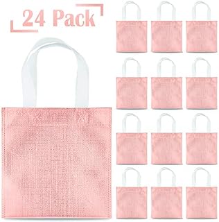 Whaline 24 Pieces 8''x8'' Non-Woven Small Party Bags, Gift Bags, Reusable Candy Goodie