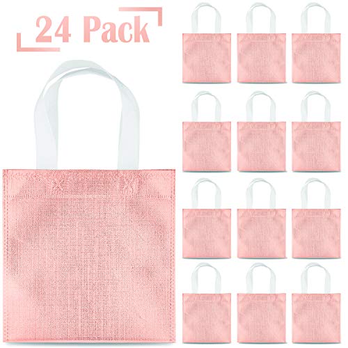 Whaline 24 Pieces 8''x8'' Non-Woven Small Party Bags, Gift Bags, Reusable Candy Goodie