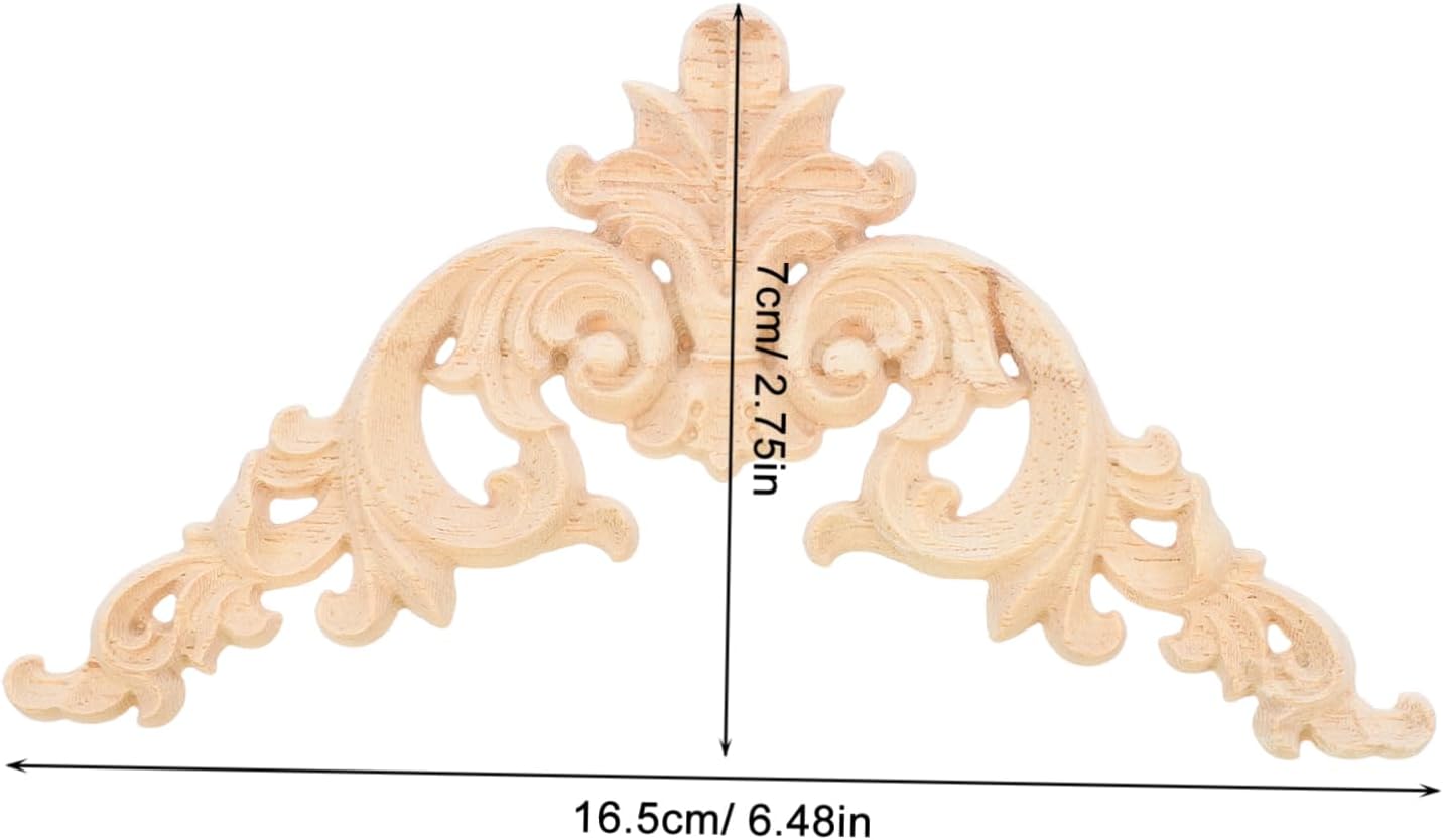 NUOBESTY 4pcs Elegant Wood Carved Appliques for Cabinets European Style Decorative Corner Flowers Solid Wood Furniture Onlays for Enhancing Cabinet Doors and Home Decor