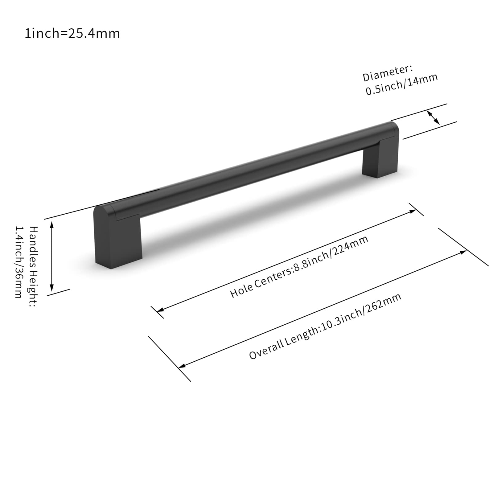 FURNIWARE 10 pezzi maniglia dell'armadio, distanza del foro di 224 mm Maniglie per mobili in acciaio inossidabile Maniglie dell'armadio da cucina Maniglia dell'armadio da cucina-Nero opaco
