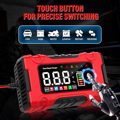 Image of 10A Car Battery Charger, 12V /24V Battery Charger Car