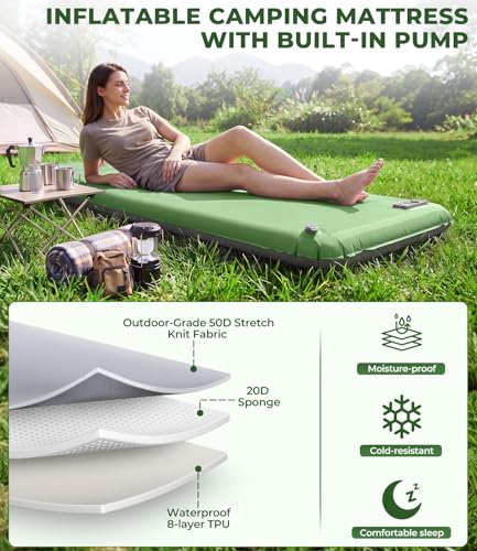 Image of Cnkeeo Self-Inflating Camping Sleeping Pad with Electric Air Pump 2.56 inch