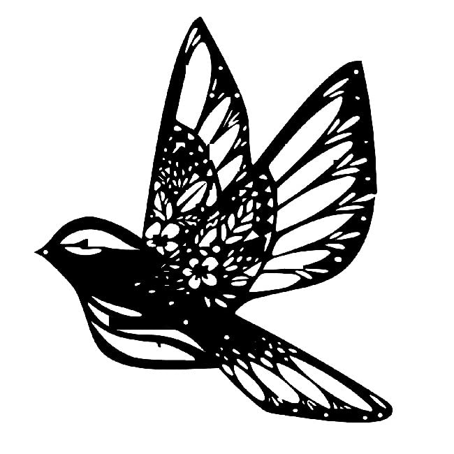 Homemania HOMESRV-27 Wall Decoration - Mural Art Wall - Animals, Bird - for Living Room Bedroom - Black on Metal, 35 x 1.5 x 40 cm