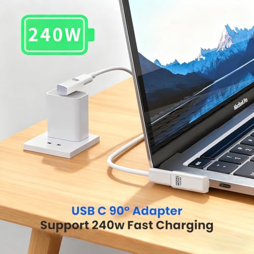 Image of Verilux 3 Style PD 240W Type C Adapters, 90 Degree Type C Male to Female Connector Supports 80Gbps High Speed Dat Sync & 8K@60Hz HD Output Compatible with Steam Deck, Thunderbolt 5 /4 /3, Switch 2 /1