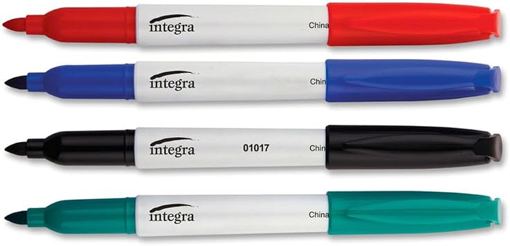 Integra Dry Erase Marker, Bullet Tip, 4/Pack, Multi-Color ITA01019