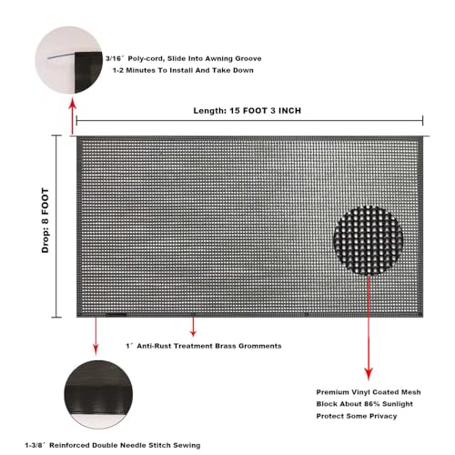 Image of RV Awning Mesh Sun Shade Screen for Motorhome Camper Trailer Sunshade