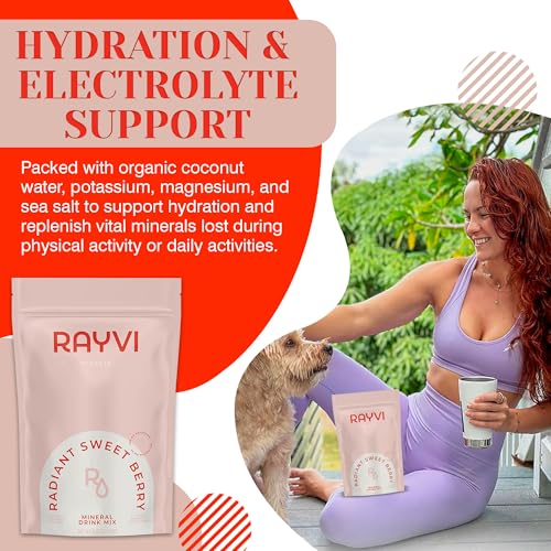 Image of Rayvi Zero Sugar Electrolytes Powder + Minerals Hydration Powder | 1 Pack (30 Servings), Vegan, No Sugar Electrolytes and Artificial Additives | Hydration Drink Supplement | Radiant Sweet Berry Flavor