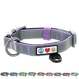 Pawtitas Reflective Dog Collar Purple Orchid Padded Dog Collar Classic Collar Large 1 Inch