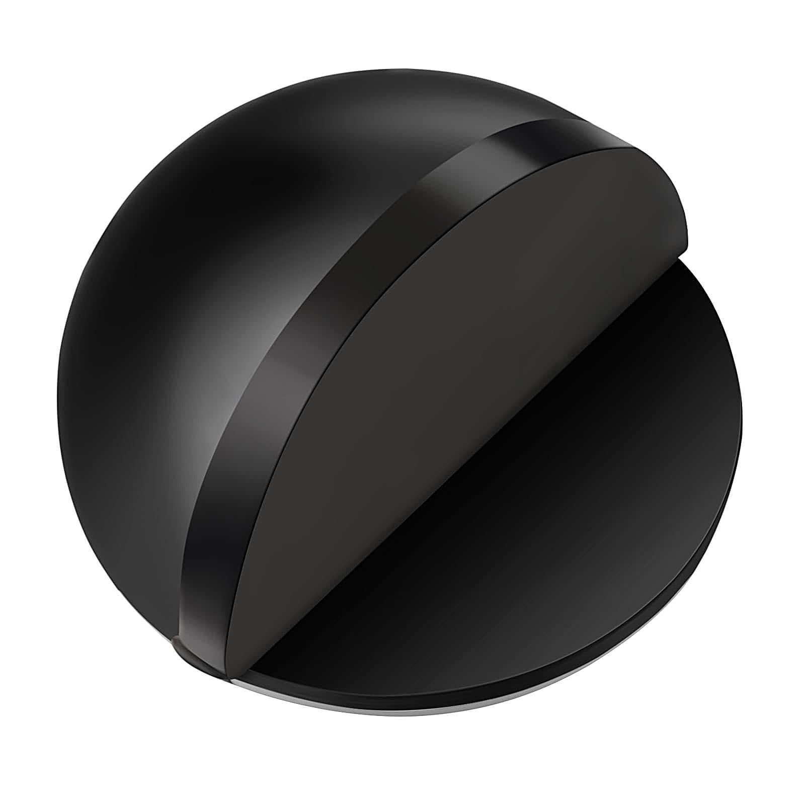 Zestjewel Self-Adhesive Floor Door Stoppers Oval Stainless Steel Door Stop Mounted Half Moon Wall Protector with Glues for Hard Floor Glass(Black,1 Pcs)