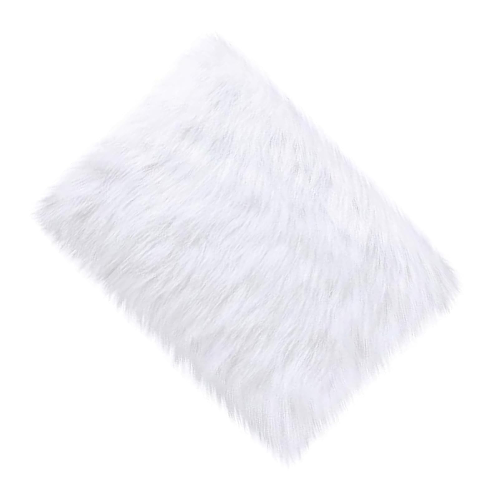 14x10 inches 1pcs Rectangle Faux Fur Plush Cushion, Area Rugs Fluffy Carpet Mini Small Size Fit,for Tabletop Photography,Home Decor,Product Display,Locker Accessories for Girls (White)